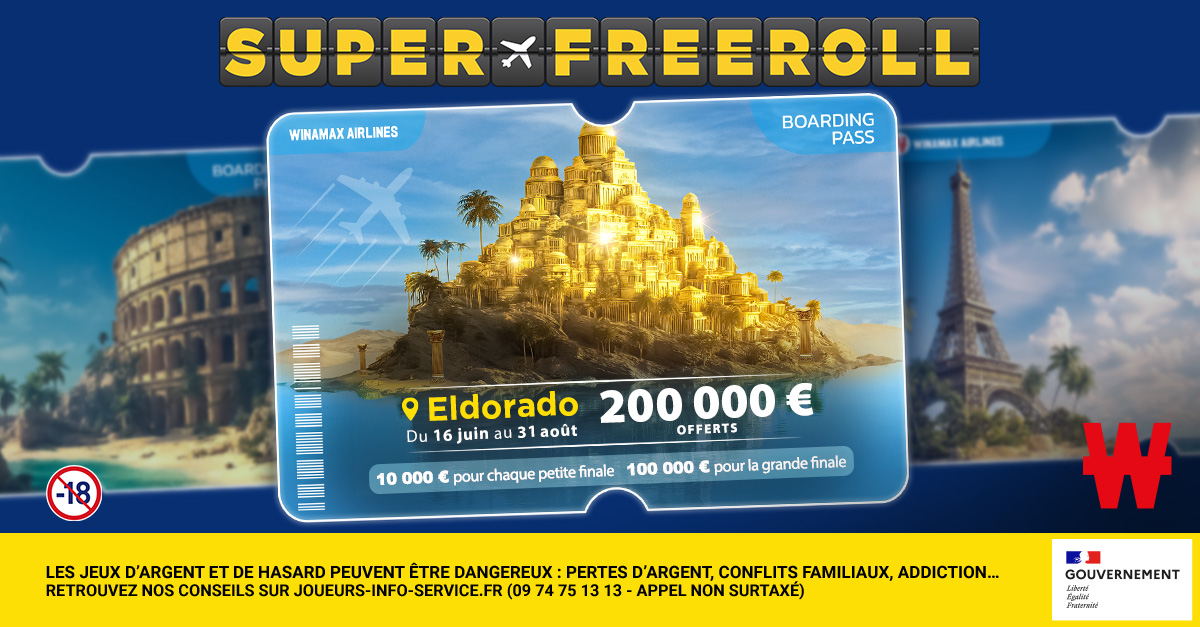 Super Freeroll Winamax : Du 16 juin au 31 aout, un total de 200.000 € sera mis en jeu sur l'ensemble des différentes épreuves !   