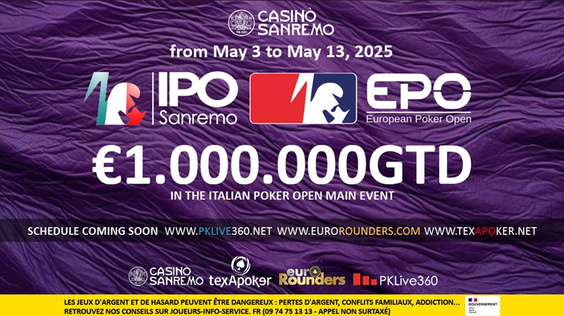 TEXAPOKER : L'IPO est de retour à  Sanremo et garantira 1.000.000 € !